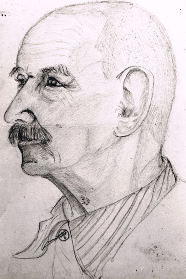 Portrettekening M.A. van Tijn, foto familie